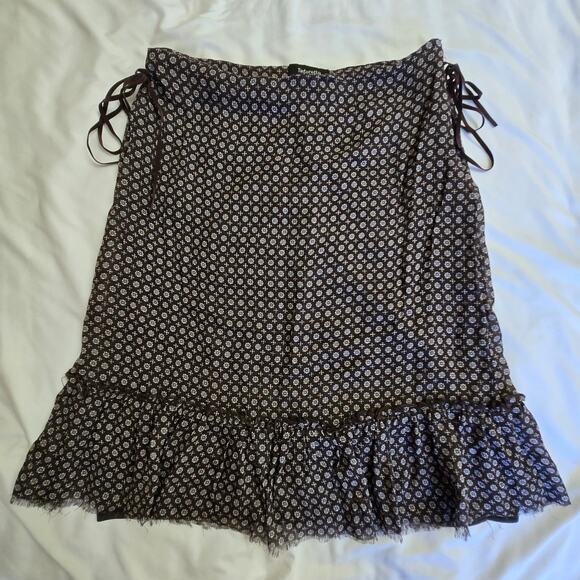 Tintoretto Women Vtg Y2K Euro Cottage Brown Floral Print Ruffle Hem Skirt 4/6 - Picture 7 of 11